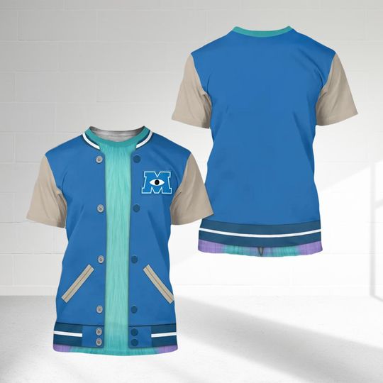 Sulley James P. Sullivan University Unisex T-Shirt, Monster Inc Cosplay Costume Tee, Sulley All Over Print Shirt, Halloween 3D T-Shirt