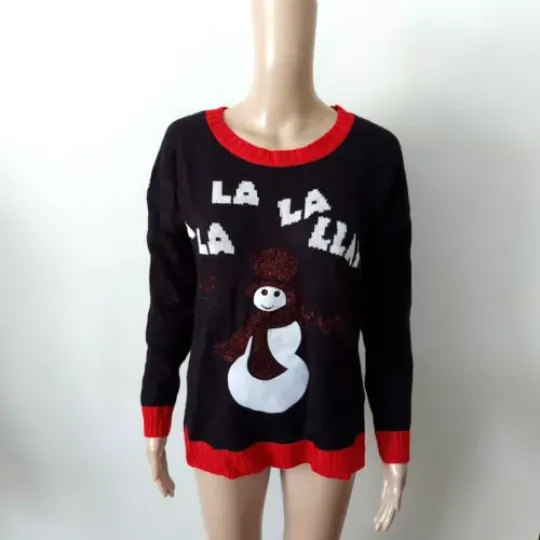 New York Laundry Womens Sweater Size Medium Rhinestone Snowman Ugly Christmas