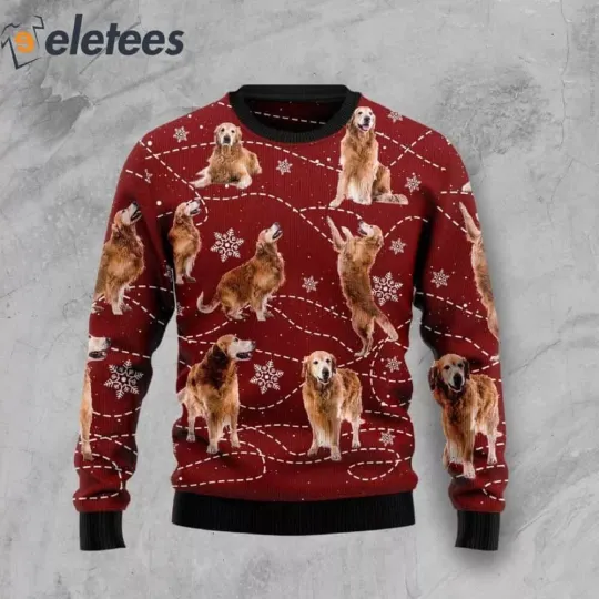Golden Retriever Xmas Red Ugly Christmas Sweater CU18D7PZ