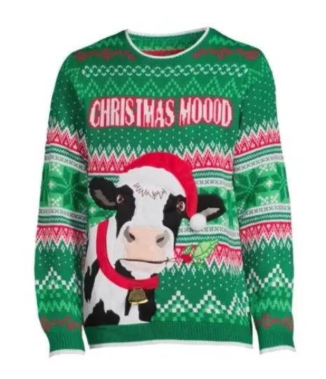 3XL (54-46) Men's Cow Bell Ugly Christmas Sweater #4573