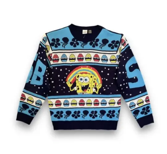 Nick 90s Spongebob (Small) Squarepants Rainbow Ugly Sweater Unisex FastShip