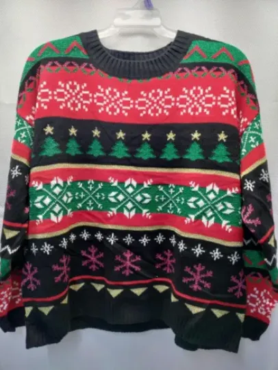 Holiday Time Fair Isle Ugly Christmas Sweater Women's Regula and Plus Size Avail