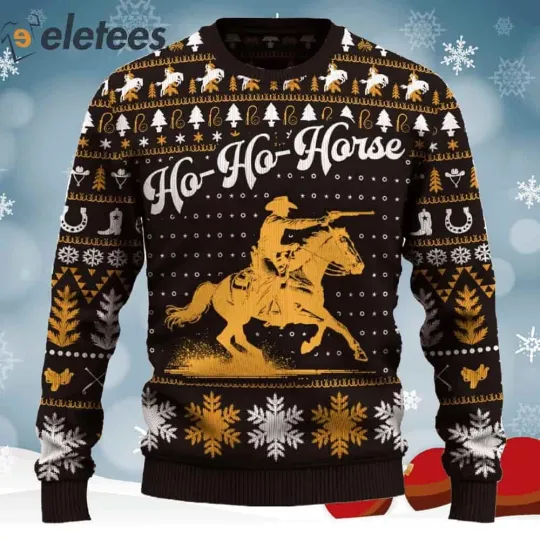Ho-Ho-Horse Mounted Shooting Christmas Ugly Sweater FINVG212