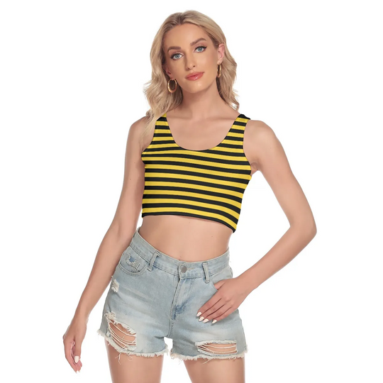 Discover Fun Bee Bumblebee Crop Top Narrow Striped Yellow and Black Festival  Cropped Tank Top