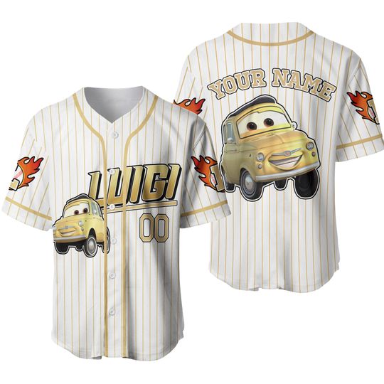Personalized Disney Luigi Yellow Baseball Jersey