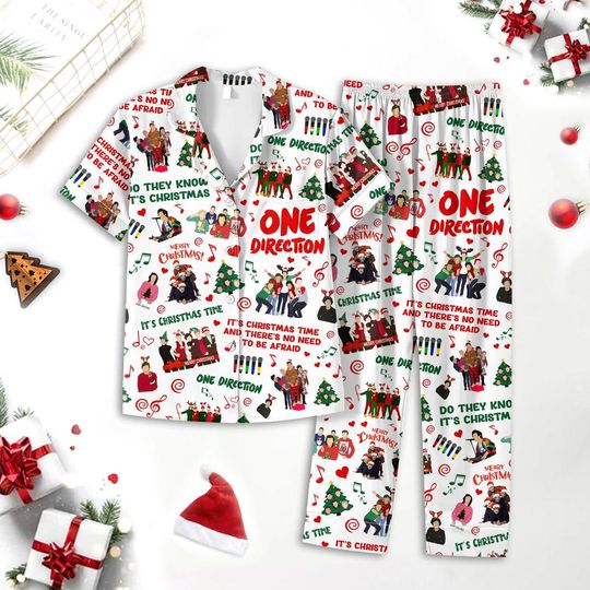 One Direction Pajamas Set, 1D One Direction Shirt, 1D Band Christmas Pajamas, Rock Music Band Women Pants, One Direction Women Pajamas