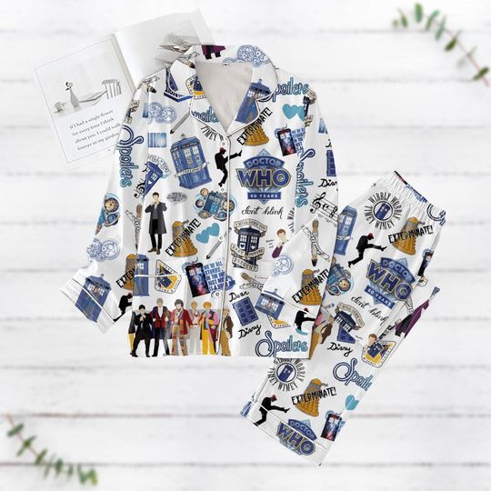 Christmas Doctor Who Pajamas Set, Tardis Doctor Who Pajamas Family, TV Movie Pajamas For Party, Police Box Dr Who Shirt, Holiday Pajama