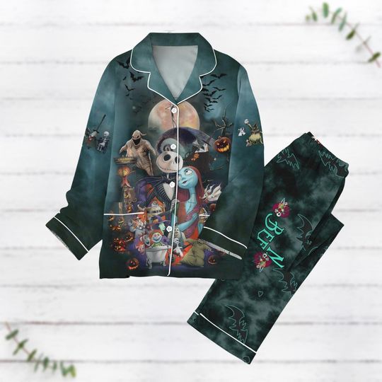 Nightmare Before Christmas Pajamas Set, Halloween Pajamas, Jack Skellington Sally Oogie Boogie Pj Sets, Midnight Shirt, Set Of Pajamas