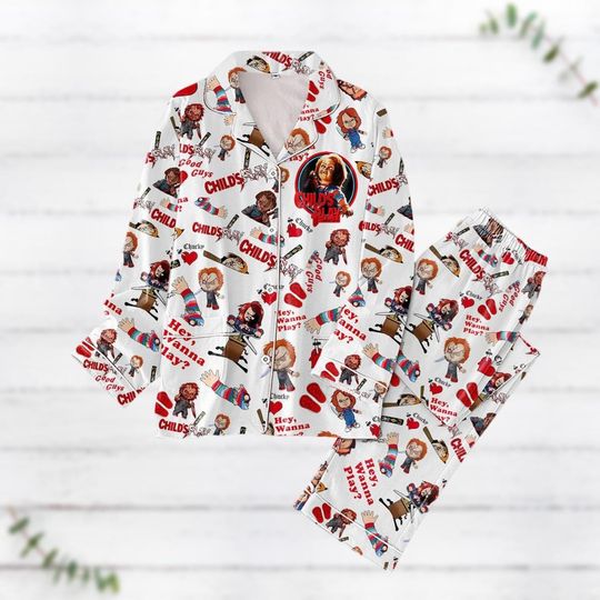 Halloween Chucky Pajamas Set, Chucky Childs Play Pajamas, Chucky Good Guys Pajamas Family, Horror Movie Matching Pajamas, Holiday Pjm