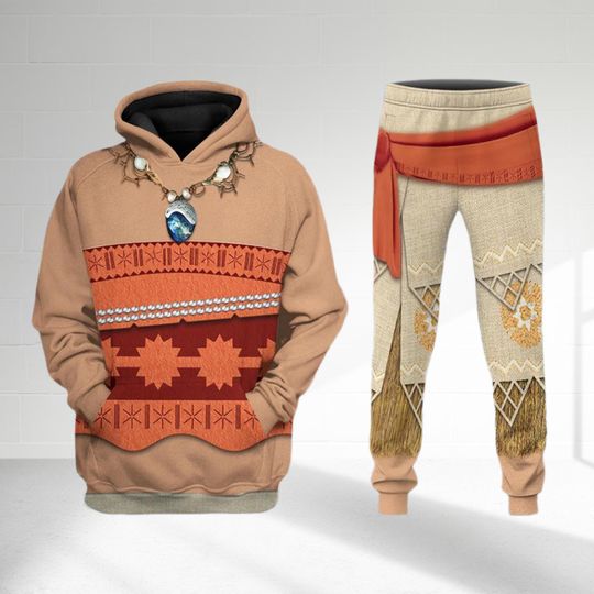 Moana Princess Halloween Costume Hoodie, Moana Cosplay Costume Hoodie, Cartoon Princess Costume 3D Hoodie, All Over Print Outfit