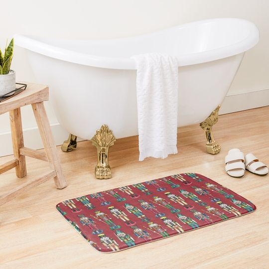 The Nutcracker Prince Pattern in Red Bath Mat