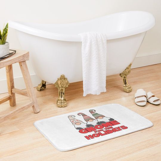 3 Nordic Gnomes Gnome for The Holidays Christmas Bath Mat