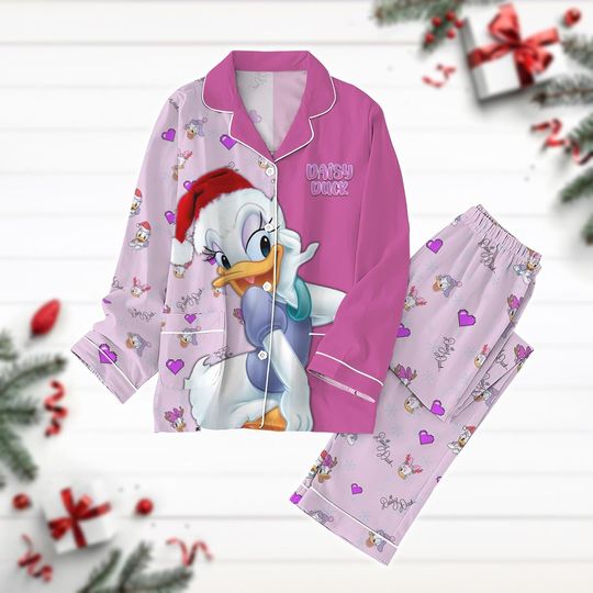 Daisy Duck Pajamas Christmas, Disney Duck Xmas Pjs, Magic Kingdom Family Trip Gift, Cute Duck Pyjama, Womens Pajamas, Xmas Holiday Pjs