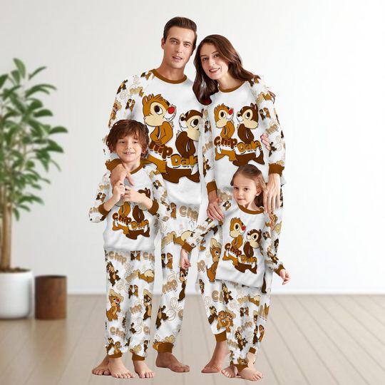 Christmas Chip And Dale Pajamas Family, Disney World Shirt, Disneyland Trip Holiday Set, Double Trouble Matching Pjs, Birthday Gift