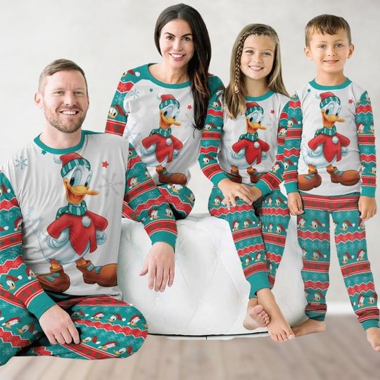 Christmas Donald Duck Pajamas Family, Donald Matching Pajamas Set, Disney Movie Cartoon Pajamas, Pajamas Christmas, Donald Lover Gifts