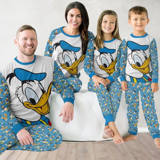 Donald Duck Pajamas Set, Disney Donald Matching Family Pajamas, Movie Christmas Pajamas, Disneyworld Holiday Pajamas, Disneyland Shirt