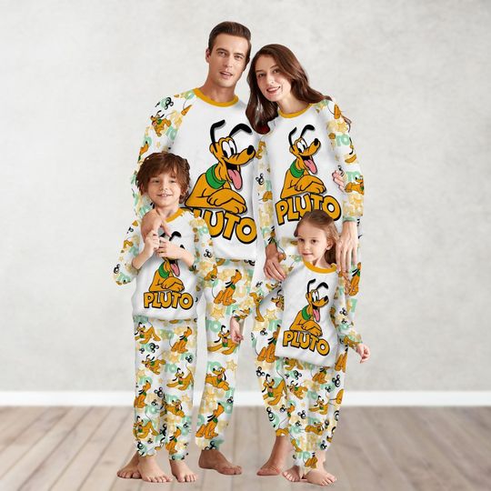 Disney Pluto Dog Christmas Pajamas, Pluto Matching Pajamas Set, Disneyworld Holiday Pajamas, Disneyland Shirt, Xmas Gift For Her Him