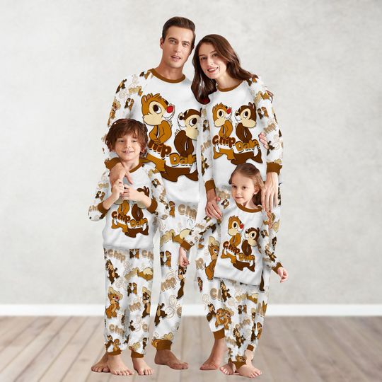 Chip And Dale Matching Family Pajamas Set, Disney Chip n Dale Pajamas Set, Couple Movie Holiday Pajamas, Disneyworld Christmas Pajamas
