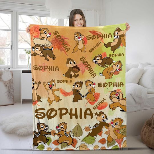 Custom Disney Chip and Dale Blanket, Double Trouble Sibling Brother Blanket, Disney Couple, Birthday Boy Birthday Girl Gift
