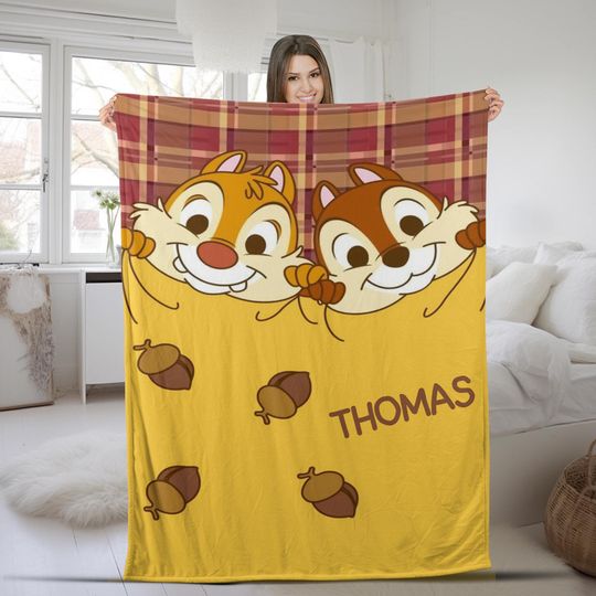 Personalized Chip and Dale Blanket, Double Trouble Blanket, Disney Family Blanket, Custom Name Disney Blanket, Disney Birthday Boy Girl Gift