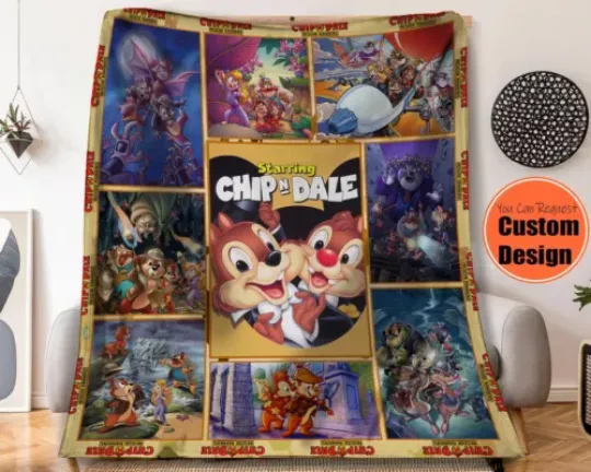 Chip n Dale Fleece Sofa BLANKET MOTHER DAY GIFT ALL OVER PRINT BEST PRICE