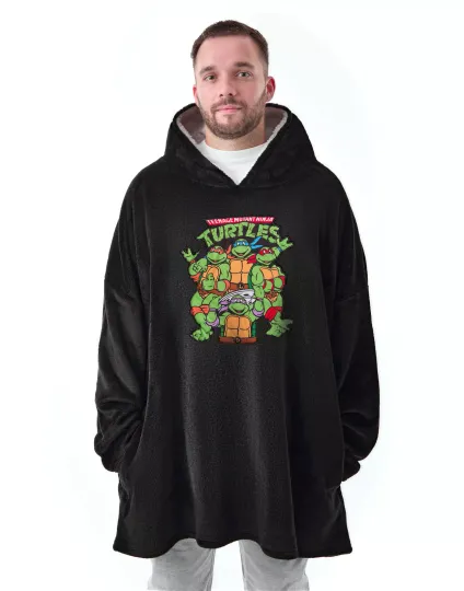 Teenage Mutant Ninja Turtles Black Group Applique Blanket Hoodie