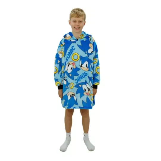 Gamer Fleece Oversized Kids Hoodie Sonic Icon Design Super Soft Blanket Hoodie