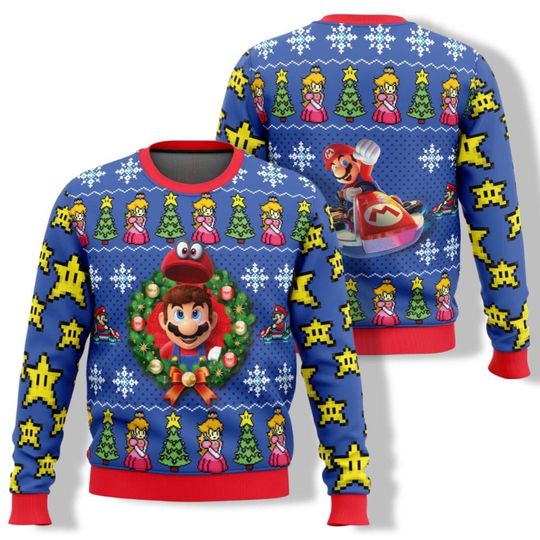 Super Princess Peach Ugly Christmas Sweater, Super Mario Bros Shirt, Pink Princess Shirt, Disney Christmas Sweater Funny, Gamer Shirt