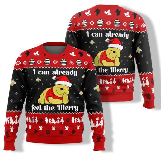 Merry Pooh Ugly Christmas Sweater, Winnie The Pooh Christmas Shirt, Disney Women Christmas Sweater, Ugly Christmas Sweater Shirt