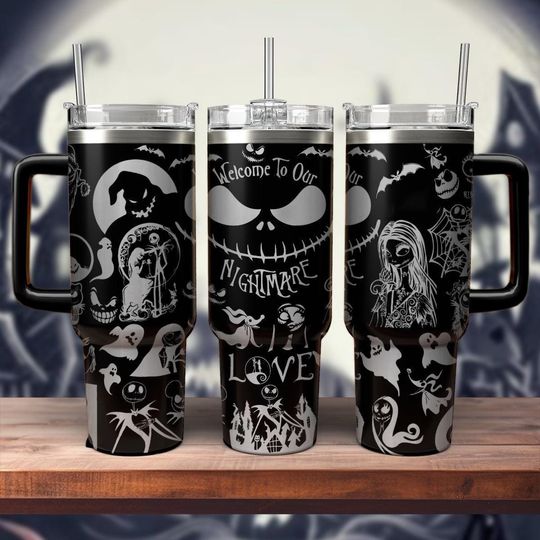 Oogie Boogie 40oz Tumbler, Jack And Sally Stainless Tumbler, Horror Movie Tumbler Cup, Nightmare Before Christmas Tumbler