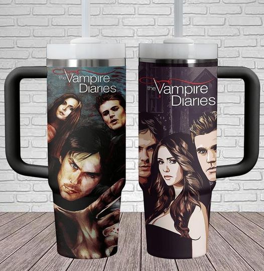 Vampire Diaries Tumbler 40oz, Damon Salvatore Tumbler Cup, Team Salvatore Coffee Tumbler, Mystic Falls Tumbler, Tvd Fan Gift