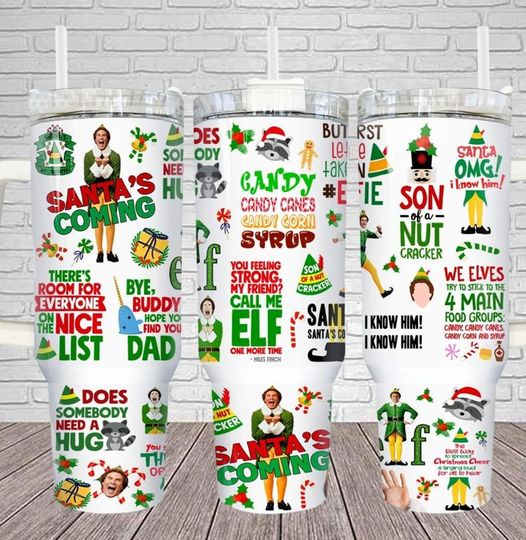 Elf Movie Tumbler 40oz, Christmas Elf Movie Tumbler Cup, Buddy Elf Coffee Tumbler, Santa I Know Him Tumbler, Christmas Elf Gift