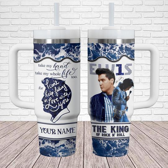 Elvis Presley Tumbler 40oz, Custom Elvis Presley Tumbler, Elvis King Stainless Tumbler, Rock N Roll Coffee Tumbler, Gift For Elvis Fan