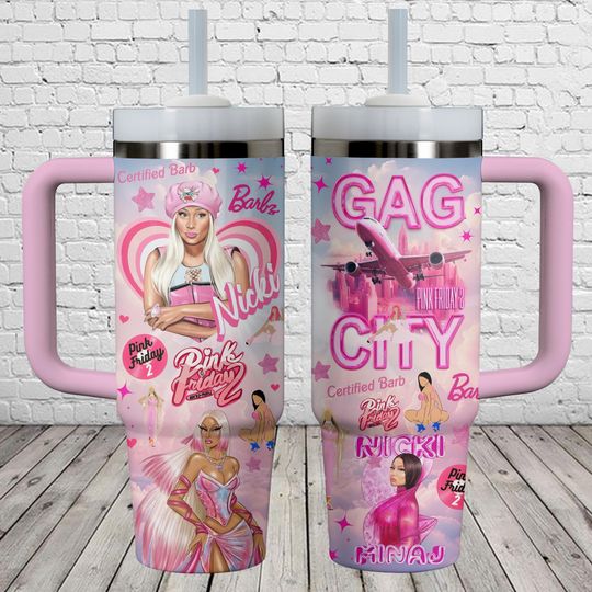 Nicki Minaj 40oz Tumbler, Nicki Minaj Pink Friday 2 Tumbler Cup, Nicki Minaj Rapper Insulated Tumbler, Gaga City 2024 Tour Tumbler