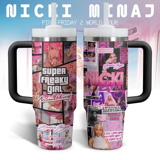 Nicki Minaj Tumbler 40oz, Pink Friday 2 Tour Tumbler, Gaga City Tour Tumbler, Nicki Minaj Rapper Tumbler Cup, Nicki Minaj Gift