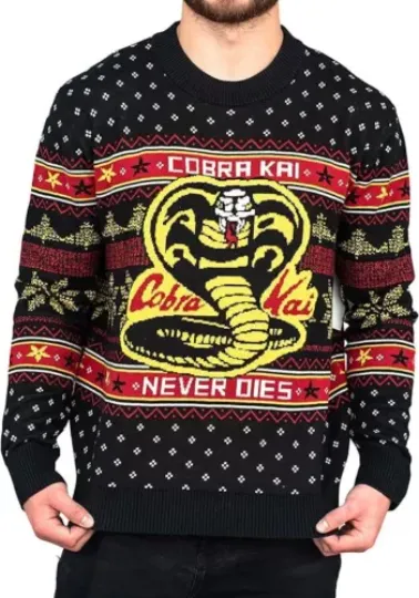 Cobra Kai Never Dies Ugly Christmas Halloween Sweater for Adults Karate Kid Fan