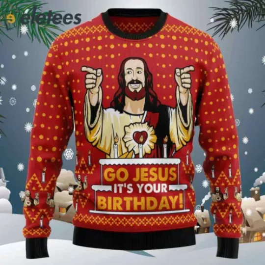 Jessus's Birthday Ugly Christmas Sweater 7ZEA5IRX