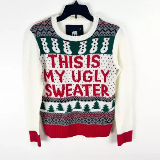 AMERICAN STITCH Long Sleeves Graphic Ugly Christmas Sweater, Size Small
