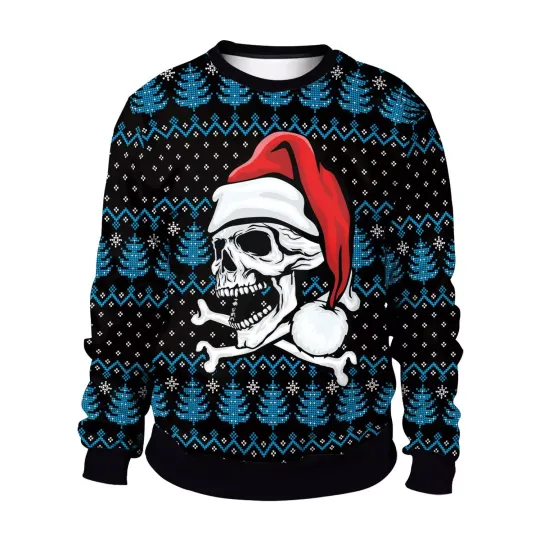 Men Women Skull Halloween Ugly Christmas Sweater 3D Funny Print S-5XL (AOP)