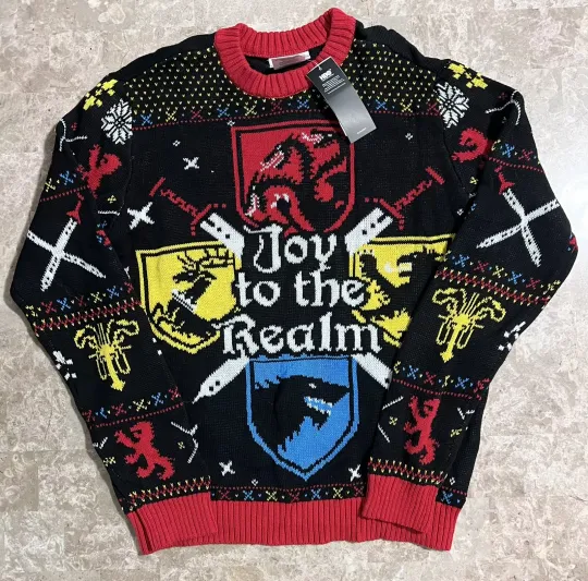 Men’s HBO Game Of Thrones Joy To The Realm Ugly Christmas Sweater Size Small