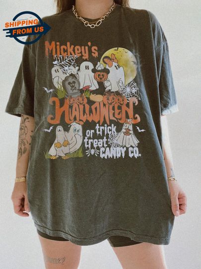 Vintage Mickey Halloween Comfort Colors Shirt, Disney Trick Or Treat T-Shirt, Mickey Ghost Tee, Halloween Party Tee, Spooky Season Gift