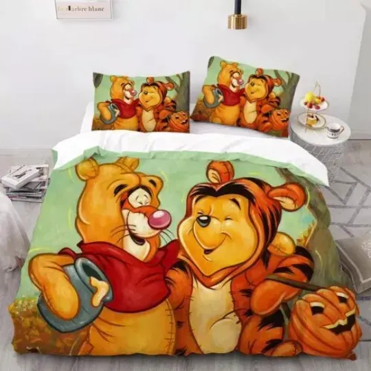 Pooh Bear And Tigger Costume Halloween Bestie Friends Bedding Set
