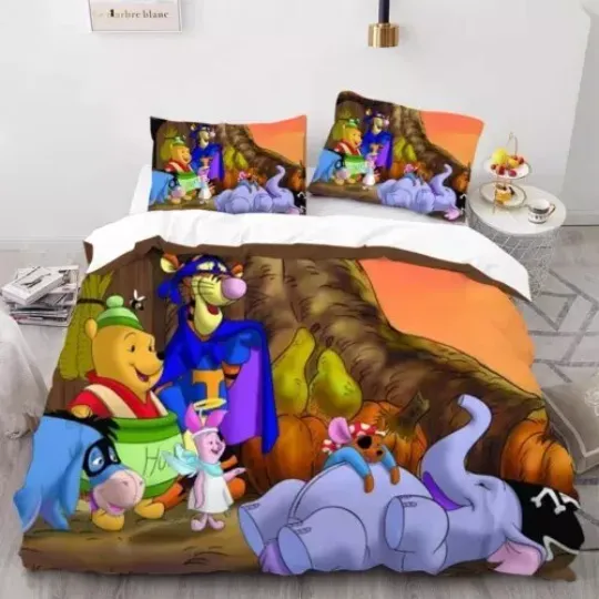 Winnie The Pooh Cartoon Fans Gift Pooh Bear & Friends Halloween Bedding Set