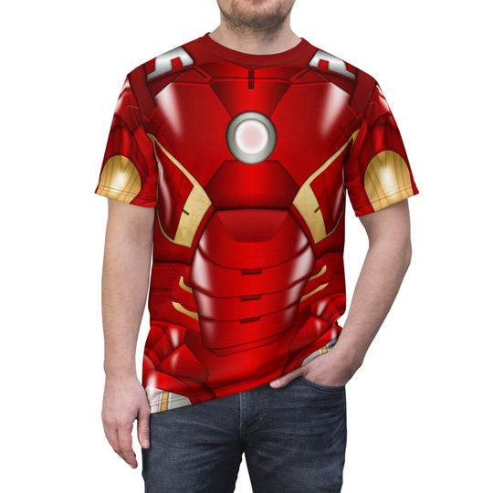 Iron Man VII Armor Shirt, Iron Man Mark 7 Costume, Marvel Inspired Cosplay, Disney Avengers Campus, Running Costume T-Shirt, Halloween Party
