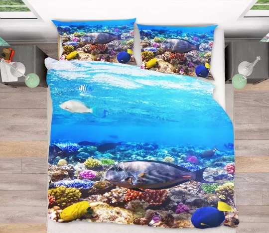 3D Animal Purple Fish KEP761 Bed Pillowcases Quilt Duvet Cover Luna