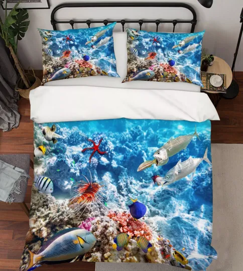 Discover 3D Coral Fish O692 Animal Bed Pillowcases Quilt Duvet Cover Set Queen King Fay