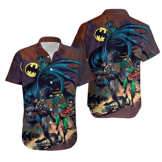 Batman And Robin Running On The Street Amazing 3D HAWAII SHIRT, Disneyland Summer Hawaii Shirt