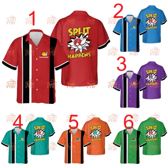 Personalized Bowling Hawaiian Shirt Split Happens Custom Bowling Shirt