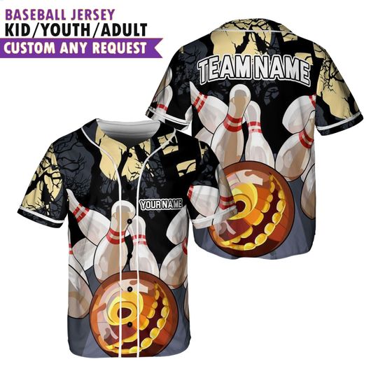 Custom Bowling Baseball Jersey For Men Women Kid, Personalized Number Baseball Team Jersey, Baseball Couple Jersey, Bowling Lover Shirt