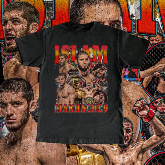 Islam Makhachev High Quality T Shirt UFC Fan Dagestan Fighter Pound for Pound Champion Vintage Design